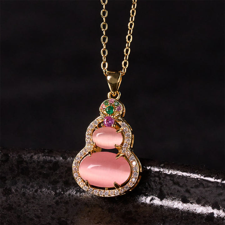 Buddha Stones ピンクカルセドニーのひょうたん型オプティミズムネックレスペンダント - ピンクカルセドニー - image 0