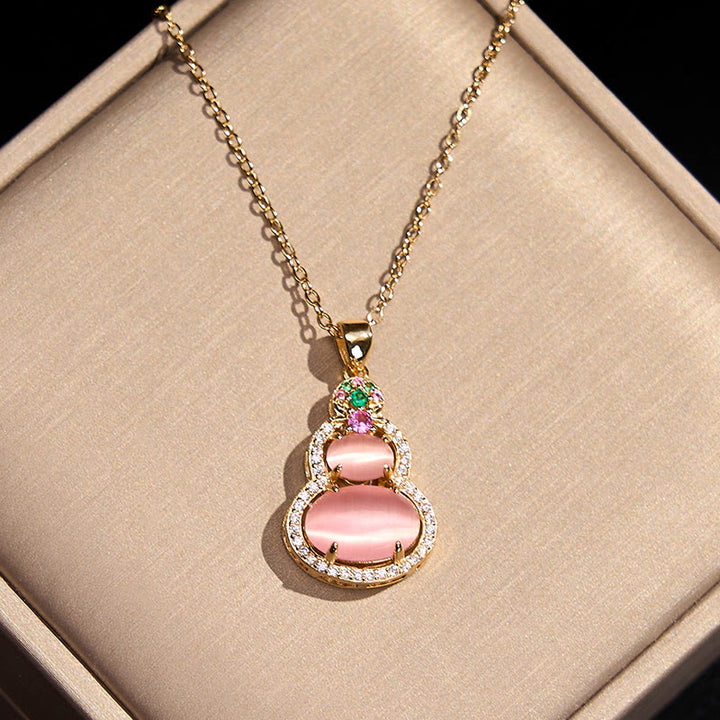 Buddha Stones ピンクカルセドニーのひょうたん型オプティミズムネックレスペンダント - image 10