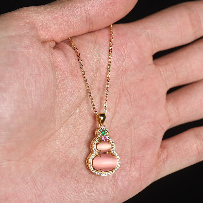 Buddha Stones ピンクカルセドニーのひょうたん型オプティミズムネックレスペンダント - image 12