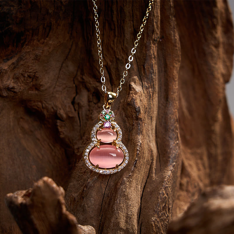 Buddha Stones ピンクカルセドニーのひょうたん型オプティミズムネックレスペンダント - image 8