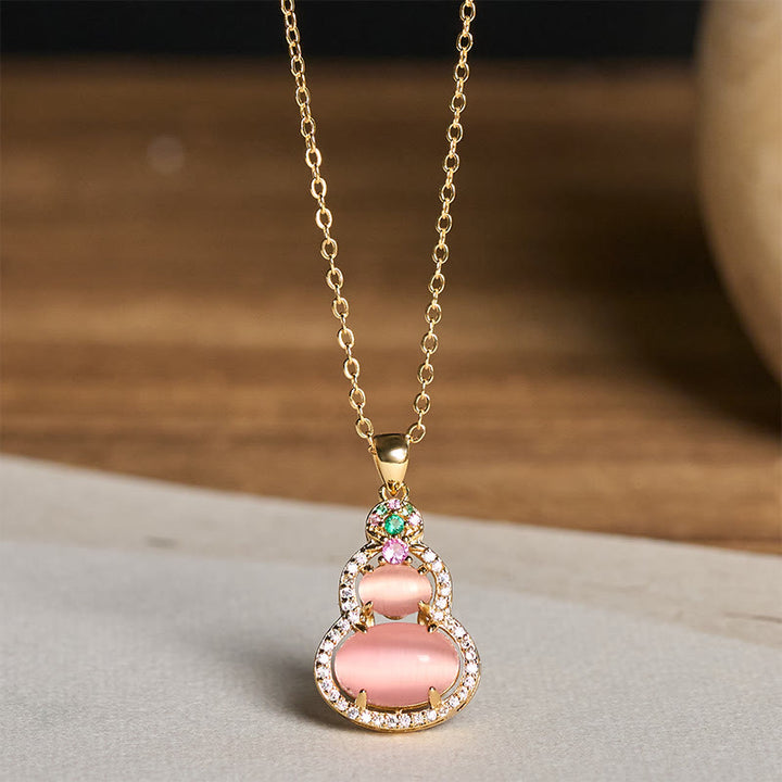 Buddha Stones ピンクカルセドニーのひょうたん型オプティミズムネックレスペンダント - image 9