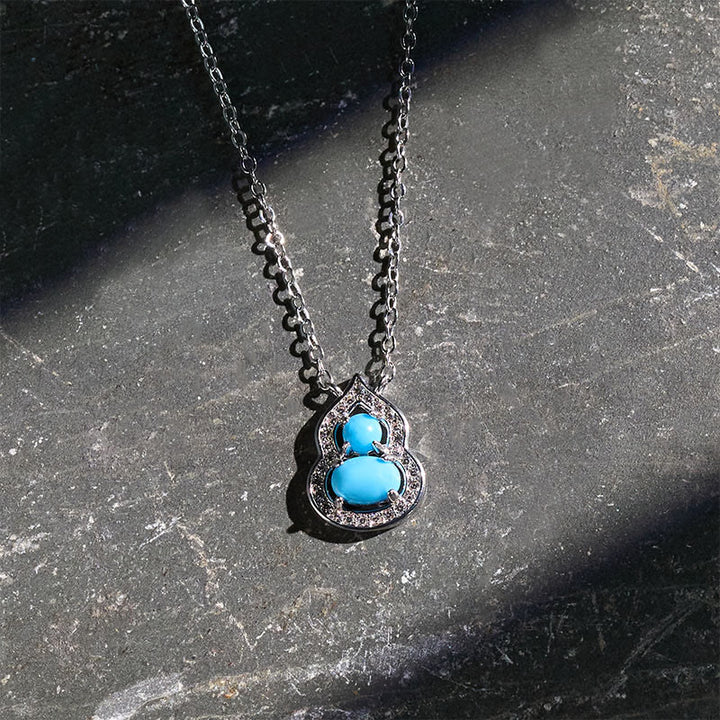 Buddha Stones 天然ターコイズひょうたんの知恵のネックレス - image 2