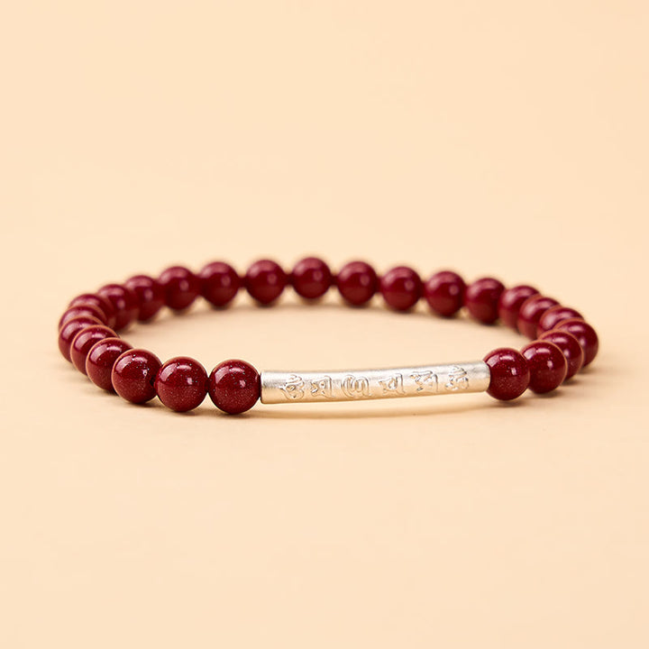 Buddha Stones 辰砂999スターリングシルバーオーム・マニ・パドメ・フム知恵のブレスレット - 辰砂銀（手首周り：14～15cm） - image 9