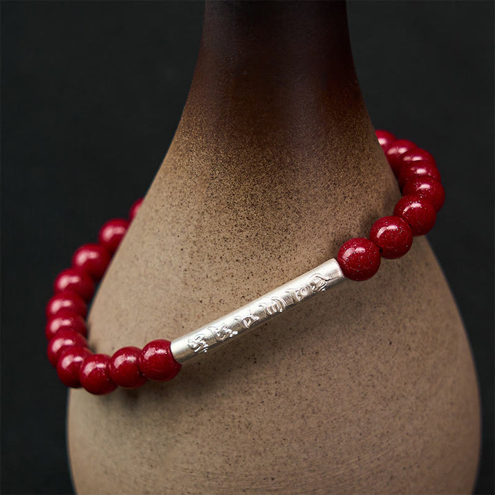 Buddha Stones 辰砂999スターリングシルバーオーム・マニ・パドメ・フム知恵のブレスレット - image 11