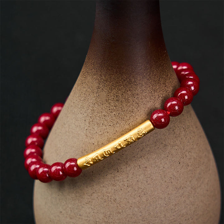 Buddha Stones 辰砂999スターリングシルバーオーム・マニ・パドメ・フム知恵のブレスレット - image 2