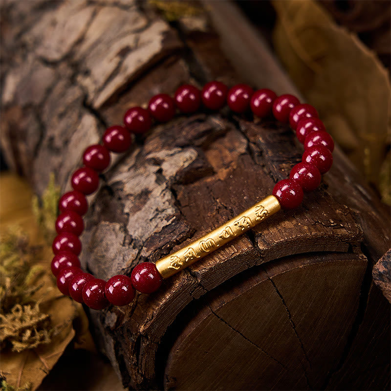 Buddha Stones 辰砂999スターリングシルバーオーム・マニ・パドメ・フム知恵のブレスレット - image 3