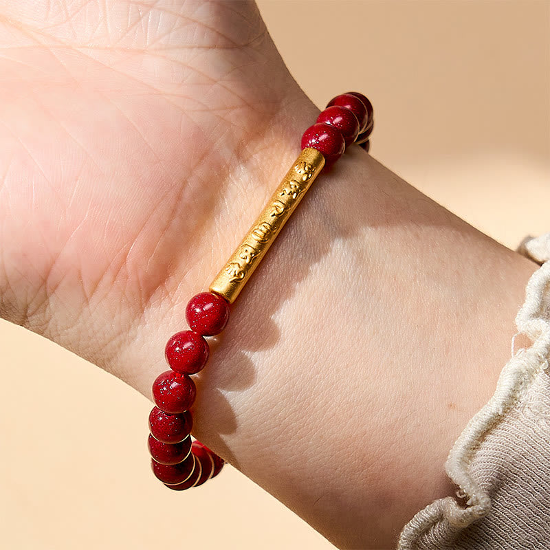 Buddha Stones 辰砂999スターリングシルバーオーム・マニ・パドメ・フム知恵のブレスレット - image 5