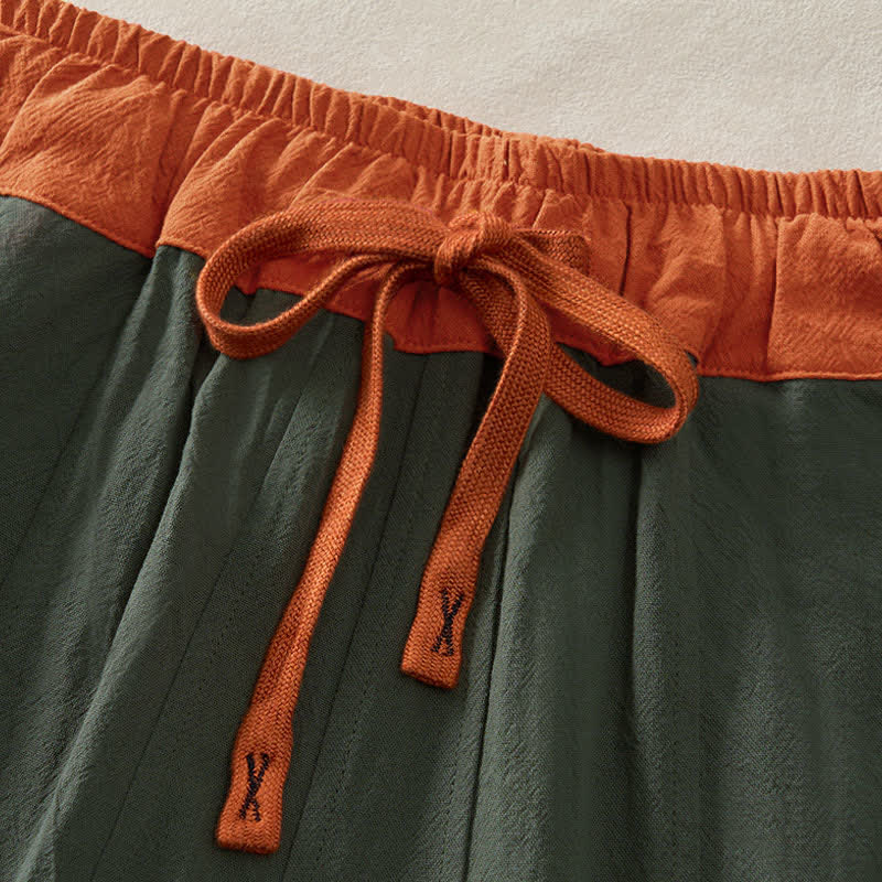 Buddha Stones 春のカジュアルスタイル　ドローストリング付き　無地コットン素材　レディース　ハーレムパンツ（ポケット付き） - image 1