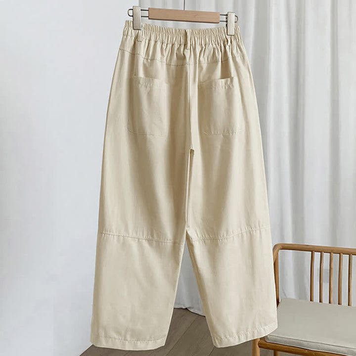 Buddha Stones 夏物カジュアルボタンアップ無地レディースハーレムパンツ（ポケット付き） - image 6