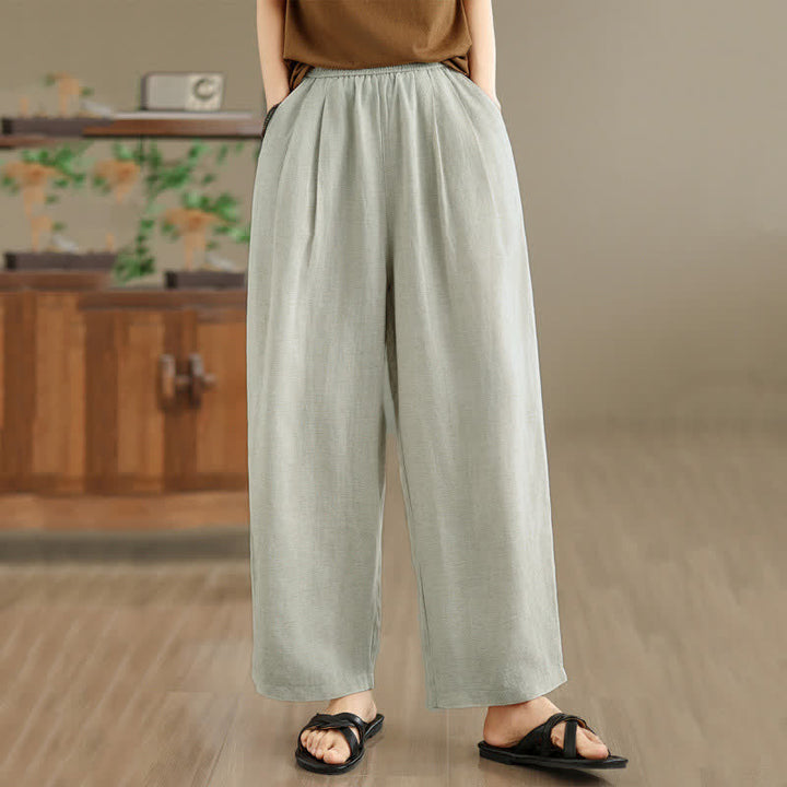 Buddha Stones 夏物ミニマリストプリーツ無地レディースハーレムパンツ（ポケット付き） - image 16