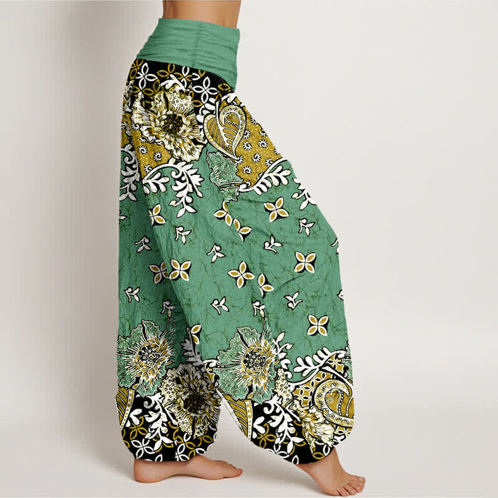 Buddha Stones ピュアコットン ボヘミアン ペイズリー 花柄 レディース ゴムウエスト ハーレムパンツ - image 10