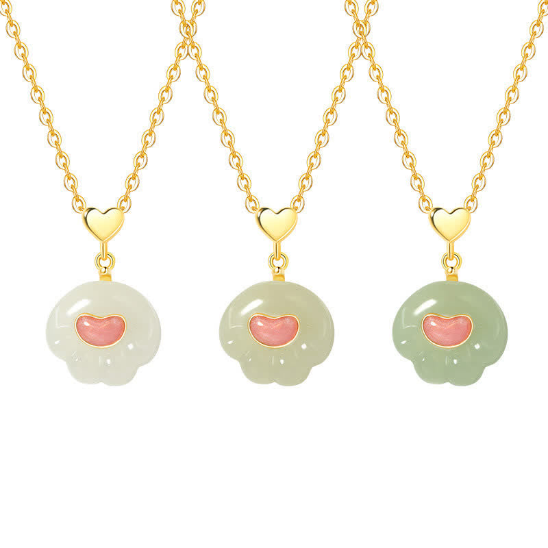 Buddha Stones 天然和田翡翠猫の足型925スターリングシルバー幸運ネックレス - image 3