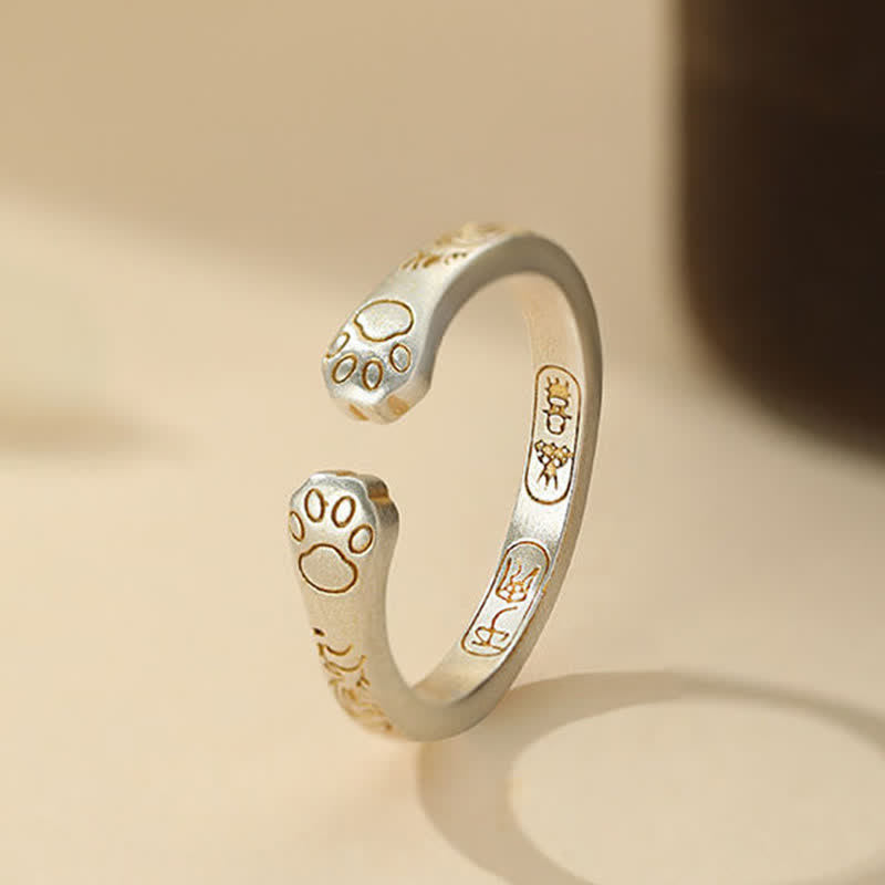 Buddha Stones 999スターリングシルバー製猫の足跡バランスリング - 999スターリングシルバー（17.8mm） - image 0