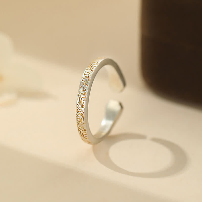 Buddha Stones 999スターリングシルバー製猫の足跡バランスリング - image 1