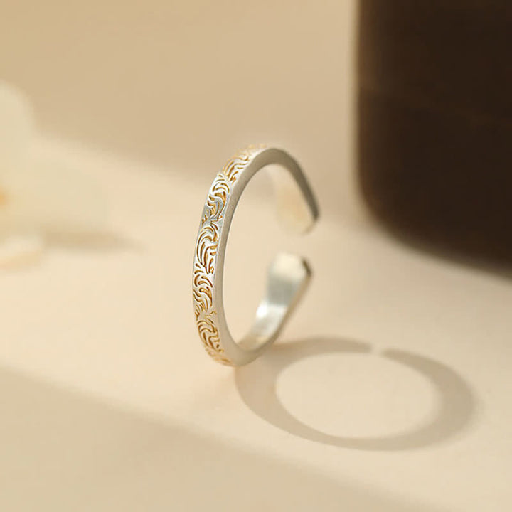 Buddha Stones 999スターリングシルバー製猫の足跡バランスリング - image 1