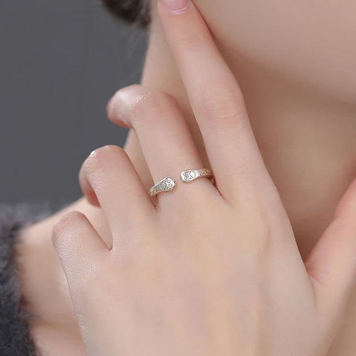 Buddha Stones 999スターリングシルバー製猫の足跡バランスリング - image 8