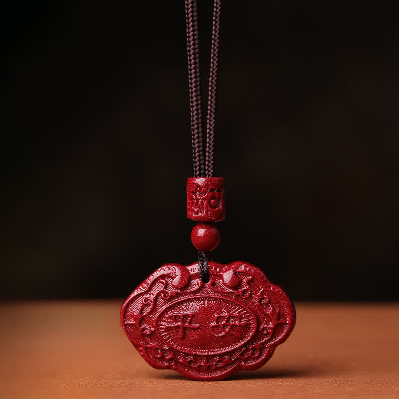 Buddha Stones 辰砂の傅の文字如意鎖縄幸運ネックレス - 辰砂 - image 0