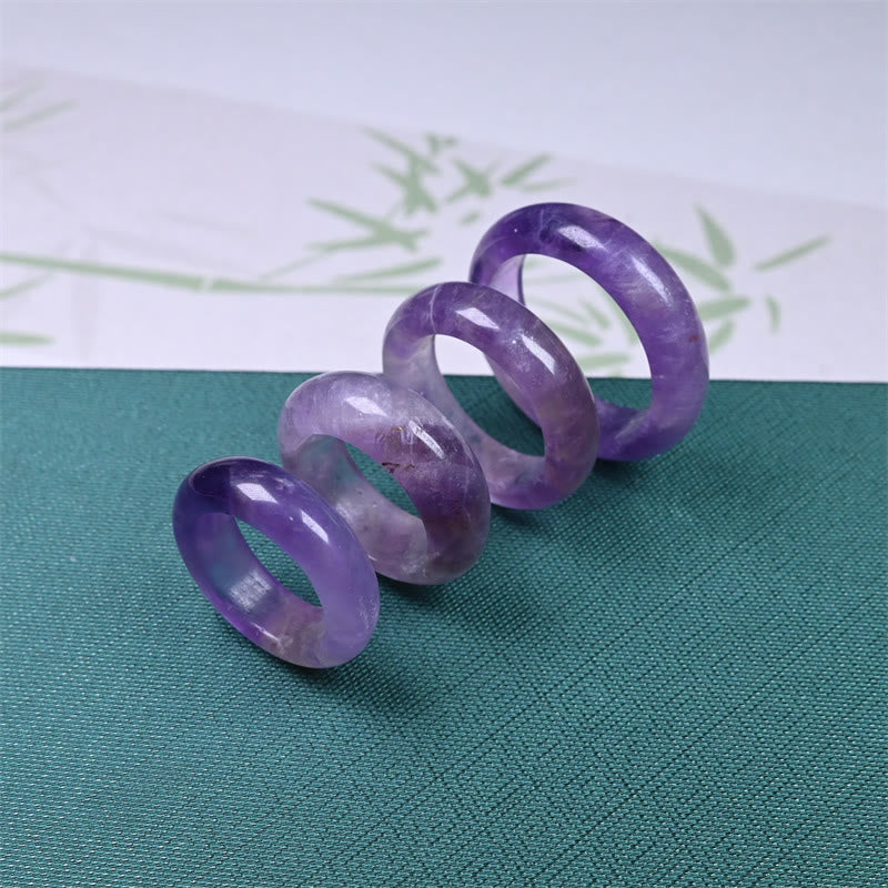 Buddha Stones 天然アメジストのスピリチュアルな気づきの指輪 - image 1
