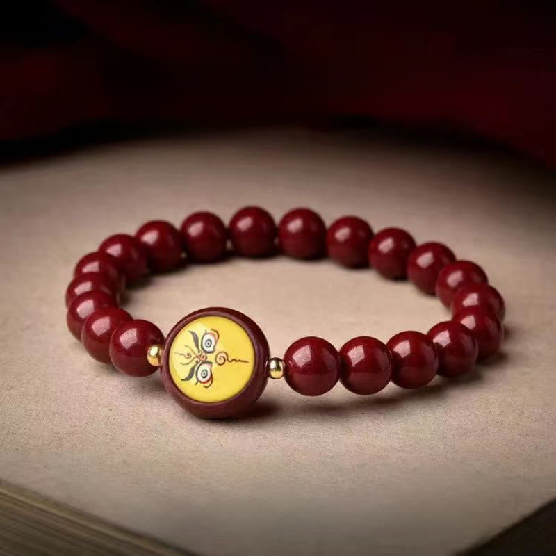 Buddha Stones 天然辰砂五方財神良縁祈願ブレスレット - 8mmイエロージャンバラ（手首周り15～16cm） - 辰砂 - image 1