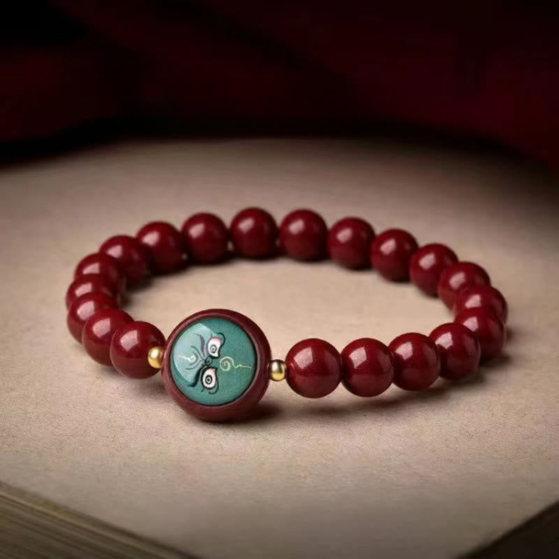 Buddha Stones 天然辰砂五方財神良縁祈願ブレスレット - 8mm グリーン ジャンバラ（手首周り15～16cm） - 辰砂 - image 5