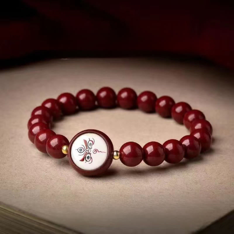 Buddha Stones 天然辰砂五方財神良縁祈願ブレスレット - 8mm ホワイト ジャンバラ（手首周り15～16cm） - 辰砂 - image 7