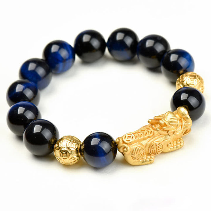 Buddha Stones 天然タイガーアイPiXiu芥文字オーム・マニ・パドメ・フム・フムビーズ勇気ブレスレット - image 20