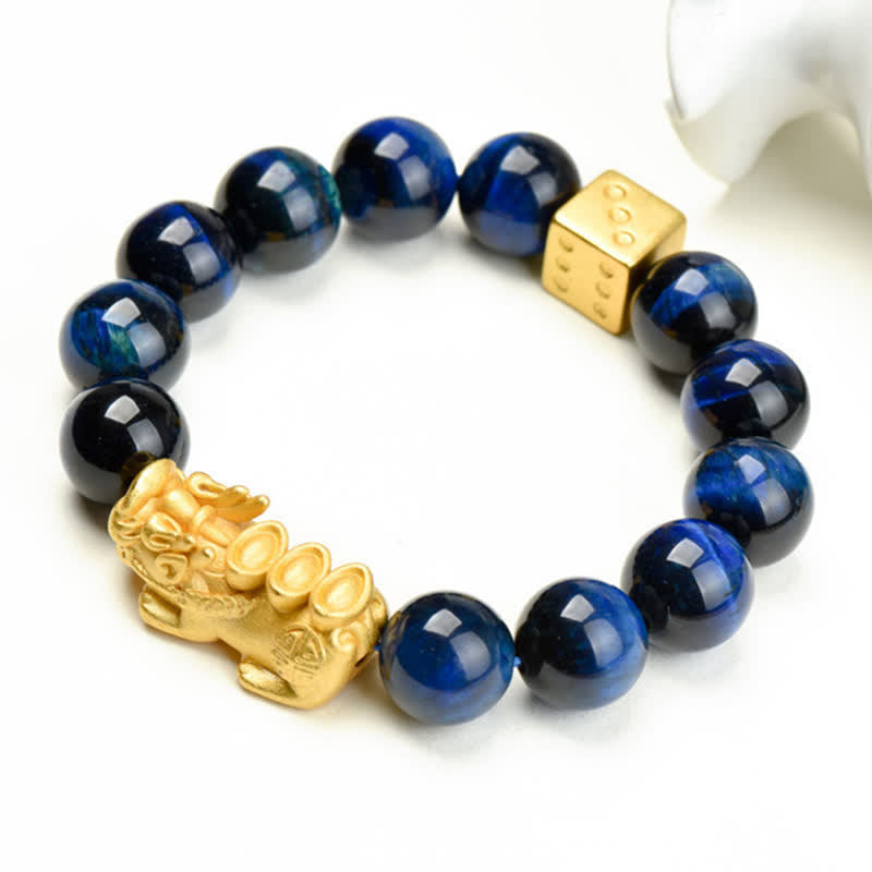 Buddha Stones 天然タイガーアイPiXiu芥文字オーム・マニ・パドメ・フム・フムビーズ勇気ブレスレット - image 25