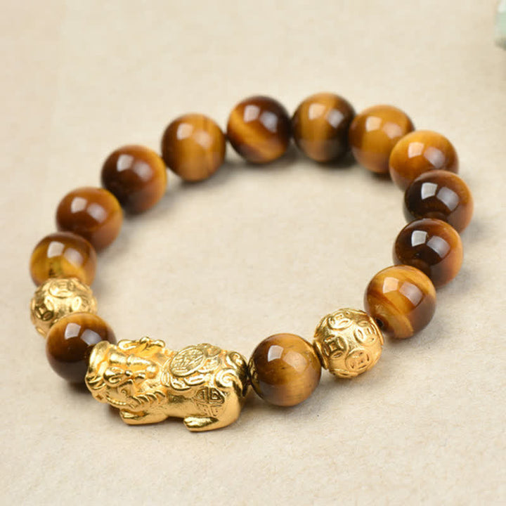 Buddha Stones 天然タイガーアイPiXiu芥文字オーム・マニ・パドメ・フム・フムビーズ勇気ブレスレット - image 16