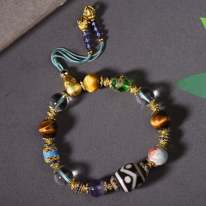 Buddha Stones 天然ジービーズ アメジスト タイガーアイビーズ ヘルスブレスレット - ジービーズ（手首周り：16～17cm） - image 0