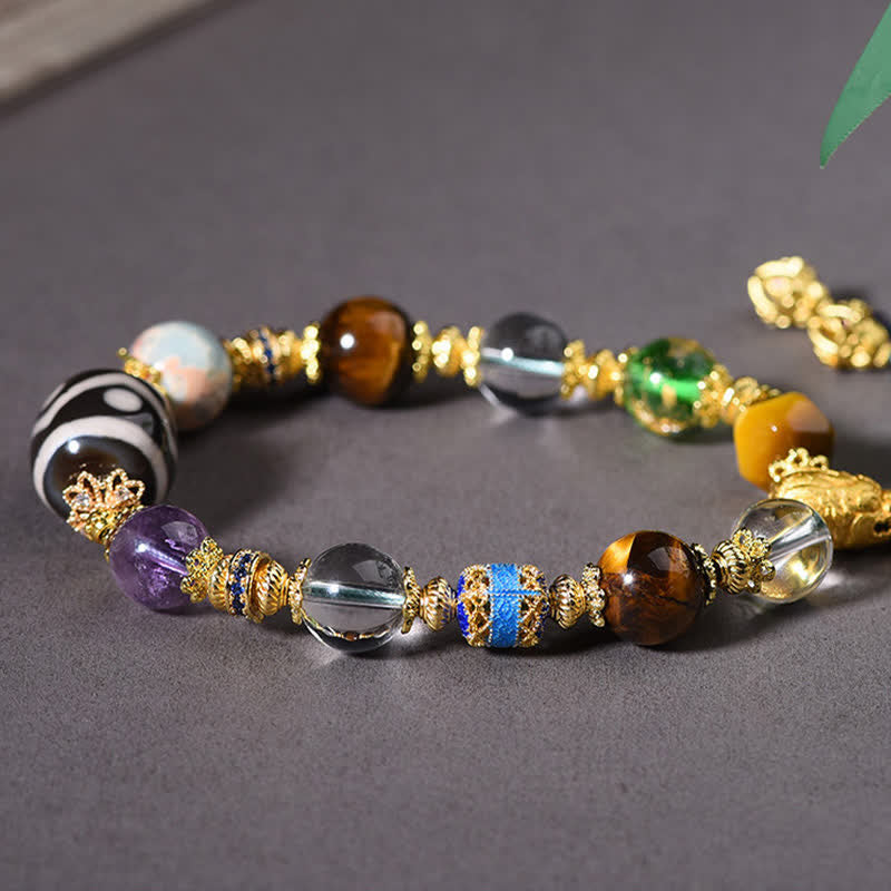 Buddha Stones 天然ジービーズ アメジスト タイガーアイビーズ ヘルスブレスレット - image 10