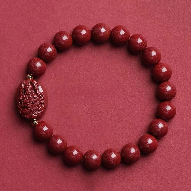 Buddha Stones 十二支誕生仏辰砂の良縁祈願ブレスレット - 子千手観音像（手首周り：15～16cm） - image 1