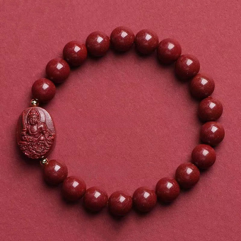 Buddha Stones 十二支誕生仏辰砂の良縁祈願ブレスレット - 卯月文殊菩薩像（手首周り：15～16cm） - image 10