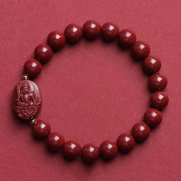 Buddha Stones 十二支誕生仏辰砂の良縁祈願ブレスレット - 卯月文殊菩薩像（手首周り：15～16cm） - image 10