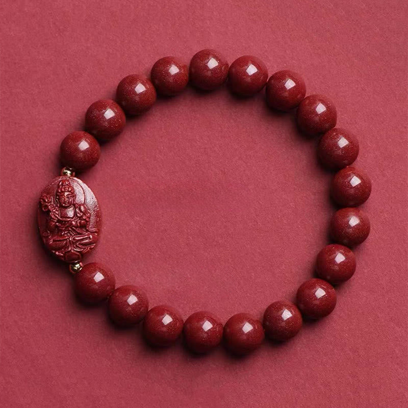 Buddha Stones 十二支誕生仏辰砂の良縁祈願ブレスレット - 馬如来菩薩像（手首周り：15～16cm） - image 0