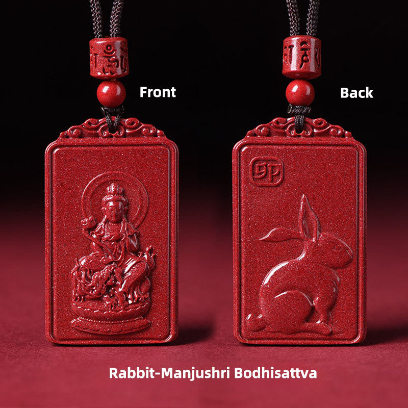 Buddha Stones 十二支誕生仏辰砂良縁祈願ネックレスペンダント - 卯文殊菩薩 - 19×34mm - image 9
