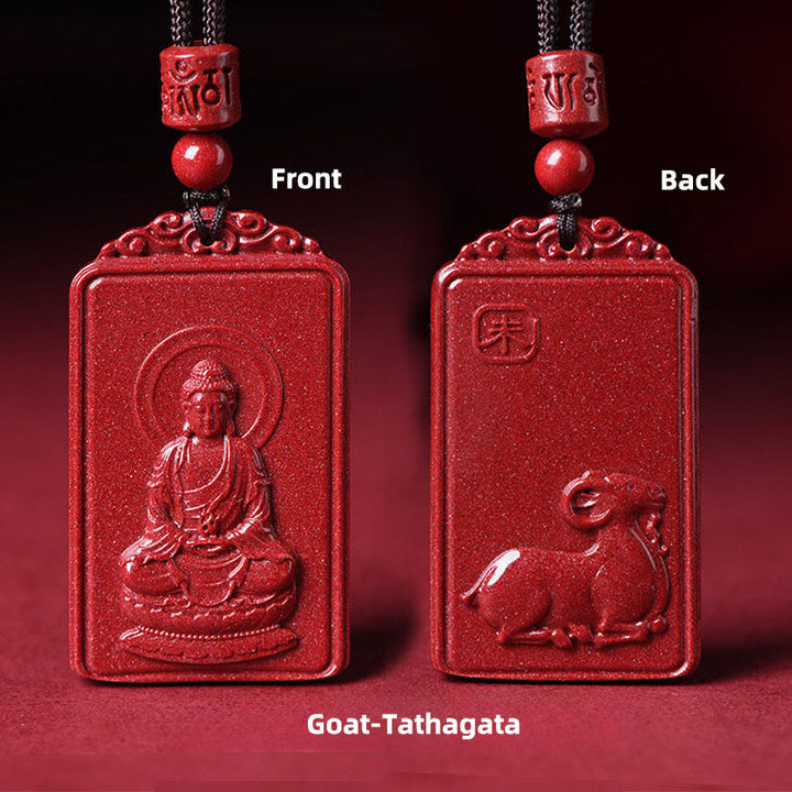 Buddha Stones 十二支誕生仏辰砂良縁祈願ネックレスペンダント - 羊如来 - 19×34mm - image 19