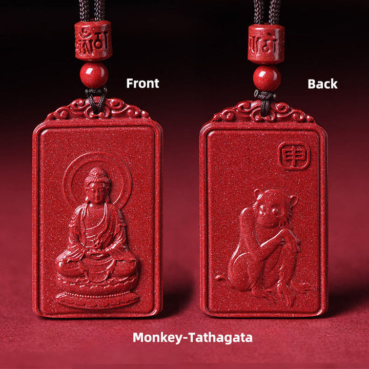 Buddha Stones 十二支誕生仏辰砂良縁祈願ネックレスペンダント - 猿如来 - 19×34mm - image 20