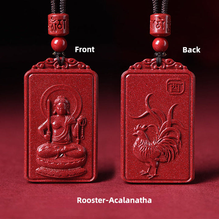 Buddha Stones 十二支誕生仏辰砂良縁祈願ネックレスペンダント - 雄鶏アカラナサ - 19×34mm - image 21