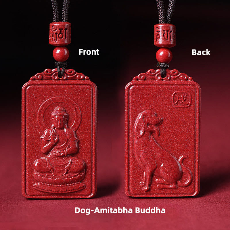 Buddha Stones 十二支誕生仏辰砂良縁祈願ネックレスペンダント - 犬阿弥陀仏 - 19×34mm - image 22
