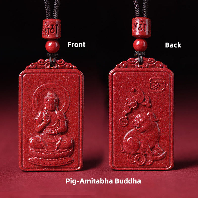 Buddha Stones 十二支誕生仏辰砂良縁祈願ネックレスペンダント - 豚阿弥陀仏 - 19×34mm - image 23