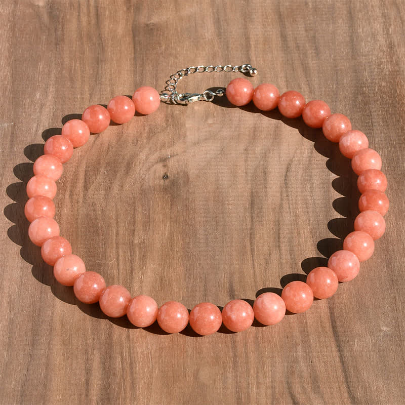 Buddha Stones 12mm天然クリスタルアクアマリントルマリンビーズヒーリングネックレス - 天然サンストーン（色味は個体差があります） - image 13