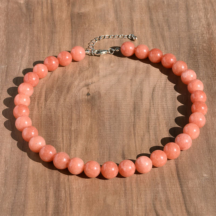 Buddha Stones 12mm天然クリスタルアクアマリントルマリンビーズヒーリングネックレス - 天然サンストーン（色味は個体差があります） - image 13
