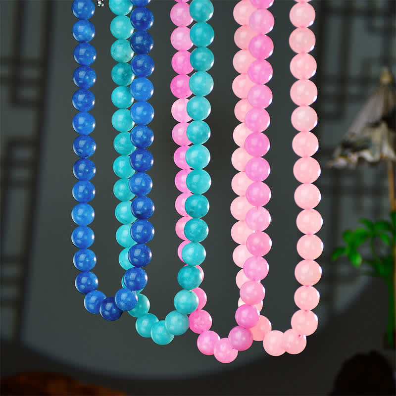 Buddha Stones 12mm天然クリスタルアクアマリントルマリンビーズヒーリングネックレス - image 18