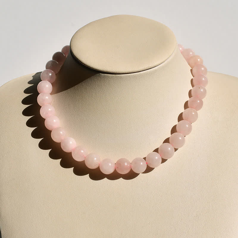 Buddha Stones 12mm天然クリスタルアクアマリントルマリンビーズヒーリングネックレス - image 9