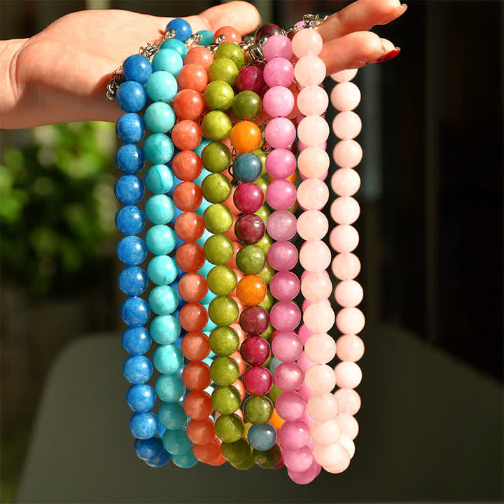 Buddha Stones 12mm天然クリスタルアクアマリントルマリンビーズヒーリングネックレス - image 19