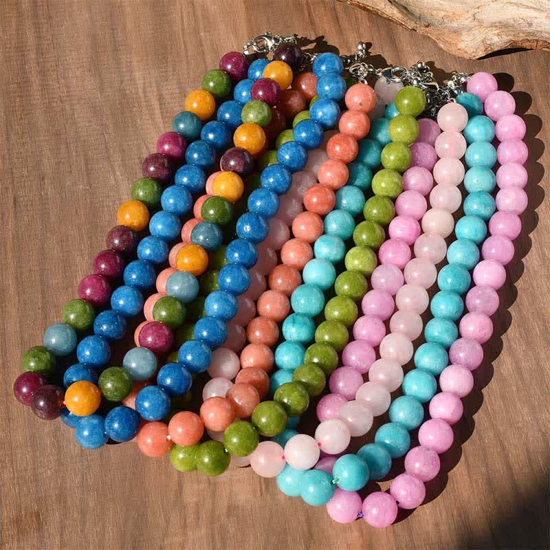 Buddha Stones 12mm天然クリスタルアクアマリントルマリンビーズヒーリングネックレス - image 20