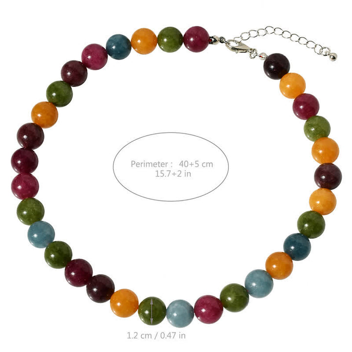 Buddha Stones 12mm天然クリスタルアクアマリントルマリンビーズヒーリングネックレス - image 3