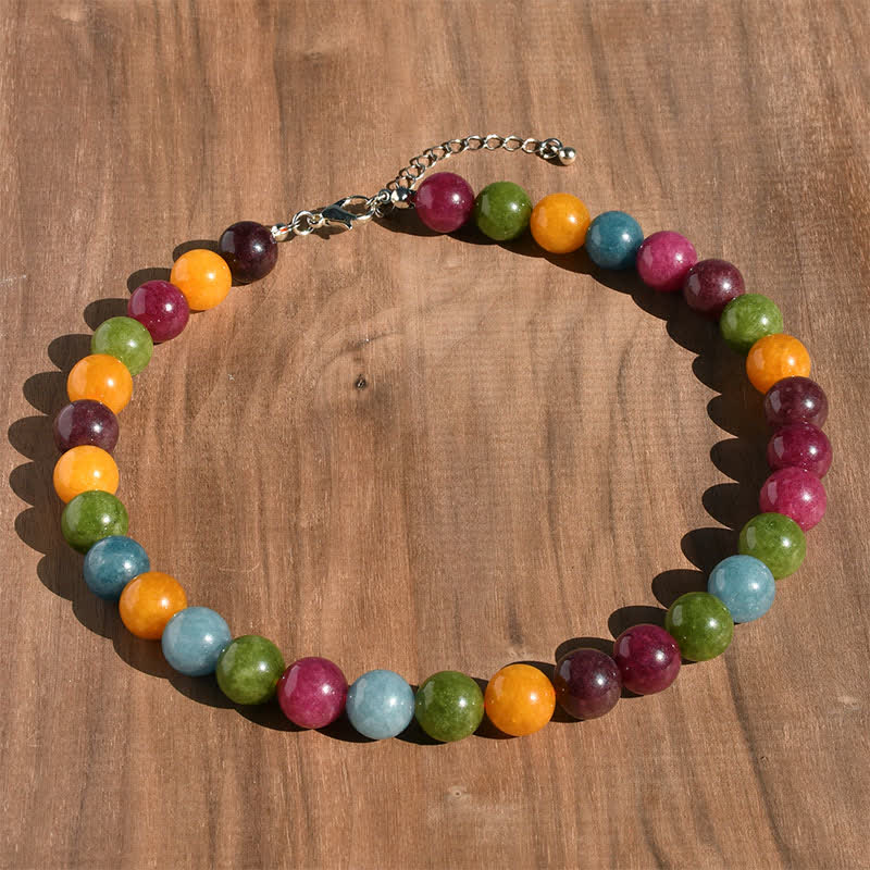 Buddha Stones 12mm天然クリスタルアクアマリントルマリンビーズヒーリングネックレス - 天然トルマリン（色味は個体差があります） - image 2