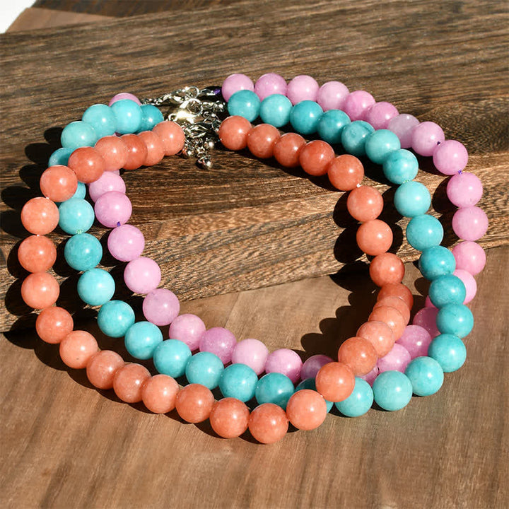Buddha Stones 12mm天然クリスタルアクアマリントルマリンビーズヒーリングネックレス - image 17