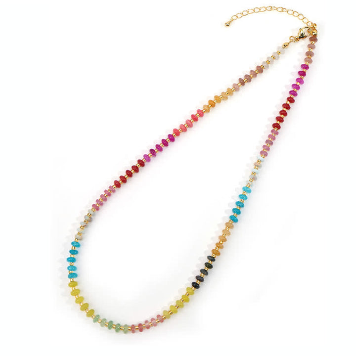 Buddha Stones 天然アクアマリン、クリアクォーツ、トパーズのグラデーションビーズヒーリングネックレス - 平和♥保護 - image 3